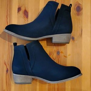 JG Lainee black suede laser cut ankle boots